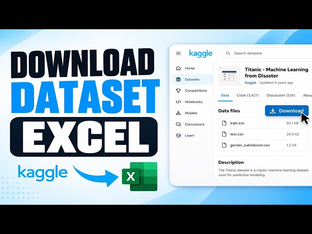 How To DOWNLOAD DATASET From Kaggle To Excel (Step-By-Step-Guide)