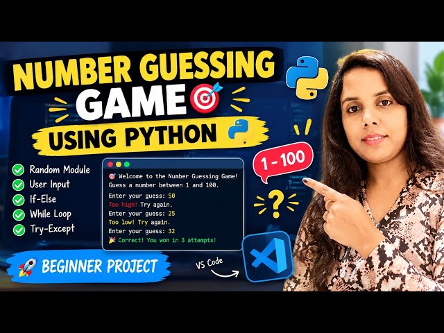 Number Guessing Game Using Python 🐍 | Beginner Python Project | Step-by-Step Tutorial