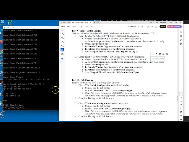 CNT125 Campus Lab Subnet Application 5 Part 7 10 Routing Table Fall2026