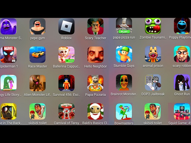 Scary Robber,Grimace Monster,Roblox,Poppy Playtime 4,Escape PEPE'S Gym,Animal Hospital Prison......