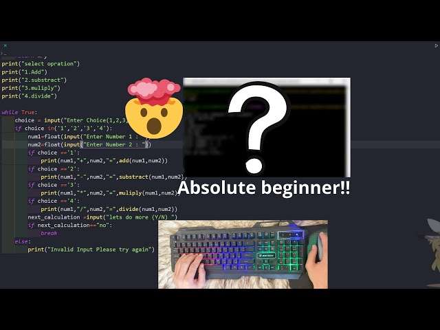 ASMR - Coding Python beginner Calculator - No Talking