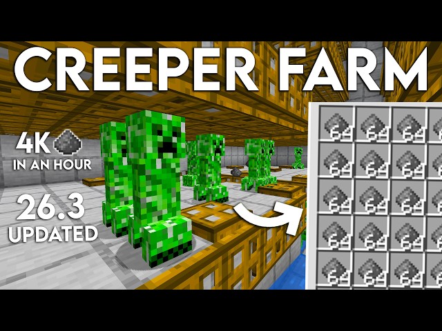 NEW AUTOMATIC UPDATED Minecraft Java 26.3 Creeper Farm Tutorial (Simple)