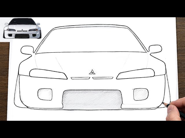 How to draw (Mitsubishi Eclipse)🔥| Mitsubishi JDM Car Drawing | Easy 🖤