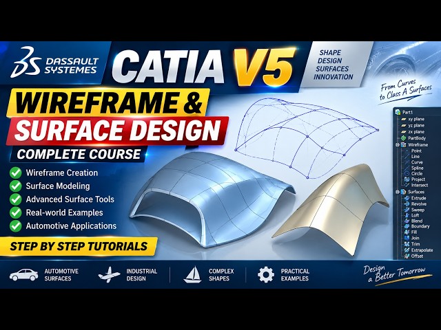 Wireframe & Surface Design in CATIA V5 | Complete Surface Modeling Tutorial