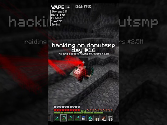 hacking on donutsmp day #16 (base finder cheats) #shorts #donutsmp #drdonut #minecraft #mcpvp