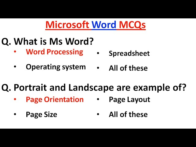 Top 50 MCQ on MS Word | Microsoft Office | MS Word mcq Questions and Answers | MS Office mcq