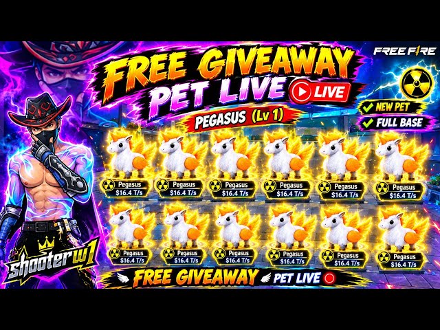Shooter w1 is live 🔴 steal a pet Pegasus giveaway glitch #freefire