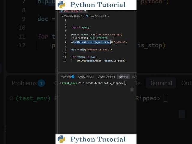 Adding Stop Words in Spacy | Python Tutorial