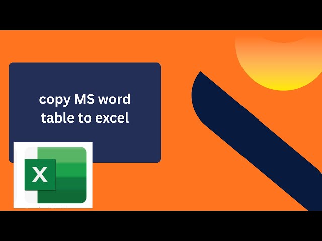 copy MS word table to excel | tutorial for beginners