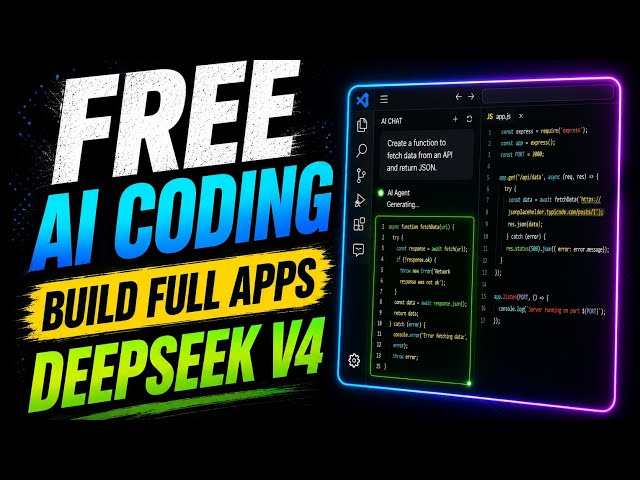 Free AI Coding Agent in VS Code: Build Full Apps with DeepSeek V4 (No API)