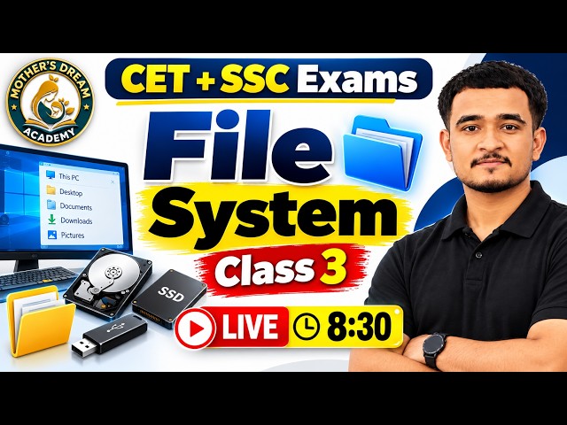 # File System Complete Class 3 | | Computer Basics for Rajasthan CET, SSC, BCA,   | Live 8:30 PM