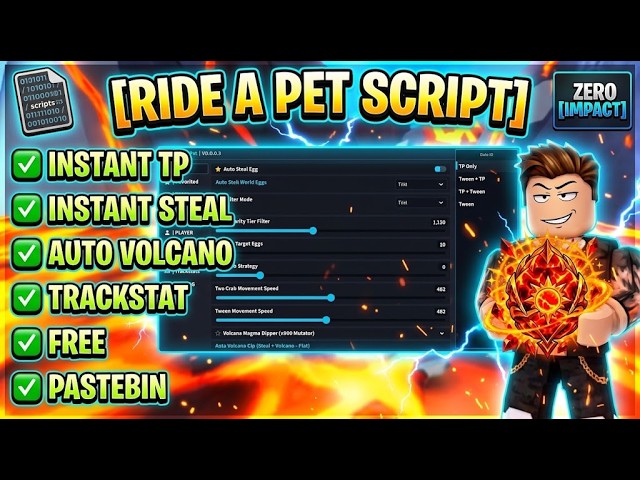 Ride a Pet Instant Steal, Instant TP, Volcano Mutation | Script Pastebin