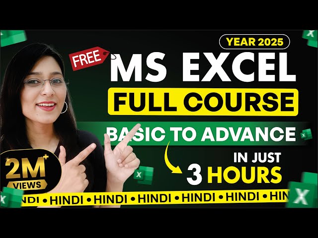 MS Excel Full Course in Hindi | Basic to Advanced | Learn Excel in Just 3 Hours