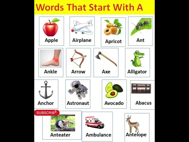 Words that Start with A/English Alphabets/A for Apple/a - axe, a - ant,a - ankle,a-apricot,a-anchor