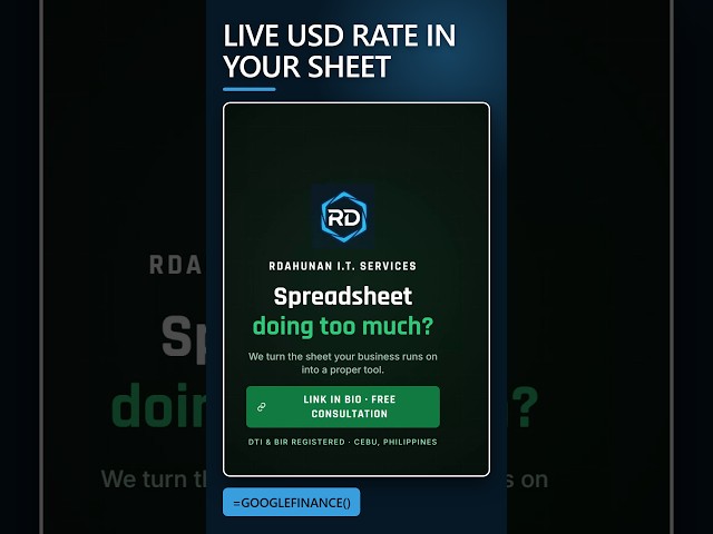 Live Dollar Rate Inside Your Sheet (Google Sheets GOOGLEFINANCE)
