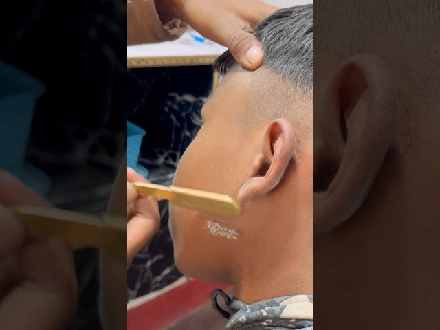 ASMR 2 class boy beard shave straight with razor