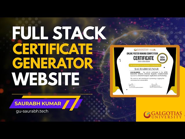 Certificate Generation Website | Full Stack Web App Demo | Node.js, MongoDB, HTML, CSS, JS