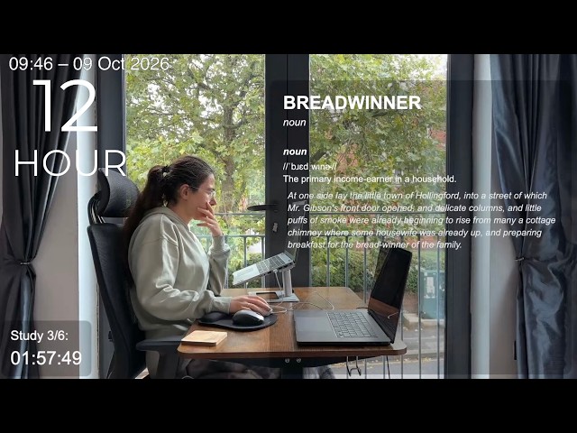 12-Hour LIVE Study/Work With Me 🎓 | Cozy UK Ambience | Custom Pomodoro Timer