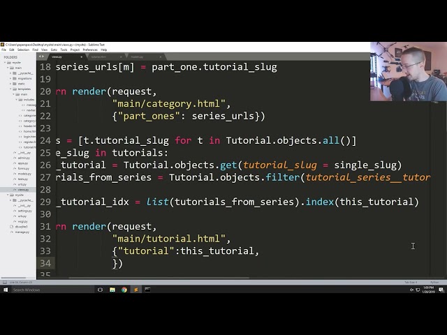 Dynamic sidebar   Django Web Development with Python p 11