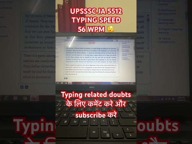 UPSSSC JUNIOR ASSISTANT 5512 TYPING SPEED #viral #upsssc #shortsviral #shortsfeed