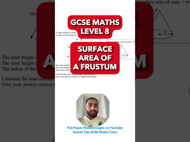GCSE Tricky Maths Challenge Made Easy: SURFACE AREA of a Frustum in UNDER 60 Seconds! ⏱️