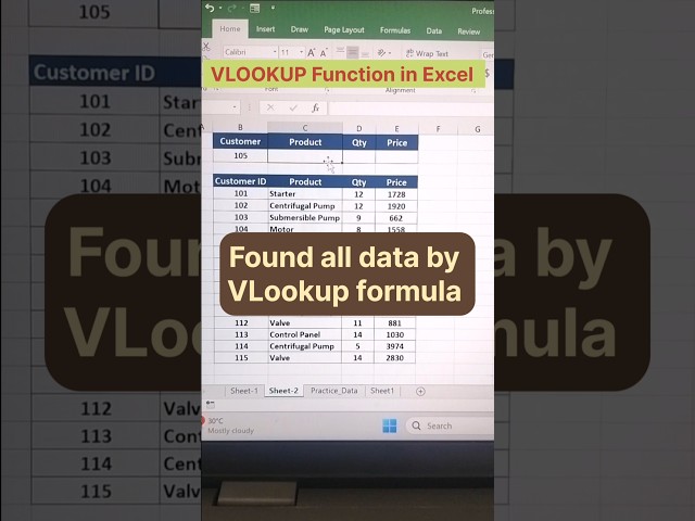 VLOOKUP FUNCTION in Excel