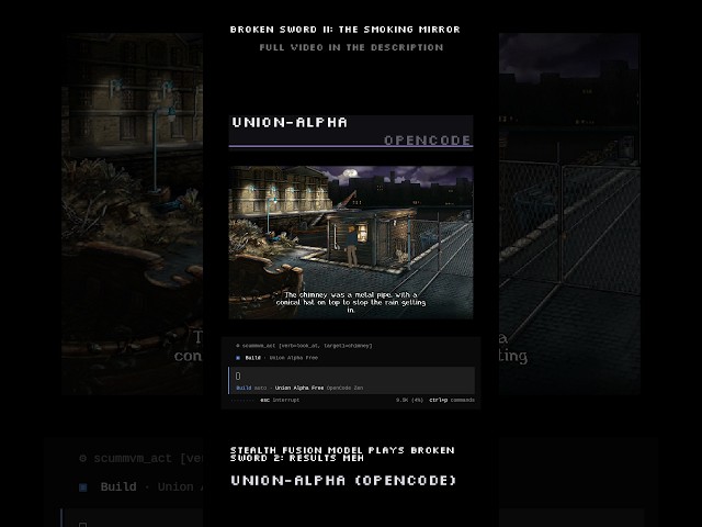 Union Alpha (stealth fusion model) on Broken Swords 2: meh #retrogaming #ai #opencode #fusion