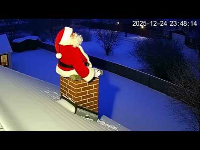 🎅 CCTV: An unexpected Santa moment was captured on video!