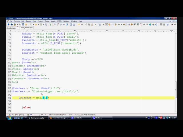 HTML & PHP Tutorial - Building a working Contact Form Part 3
