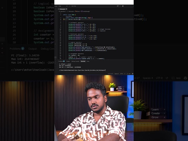 Java Operators in Tamil | Arithmetic, Relational, Logical & Assignment Operators | Java Tutorial