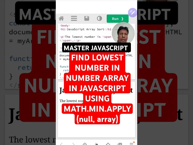 How to find lowest number in Array in JavaScript #programmingwithrakesh