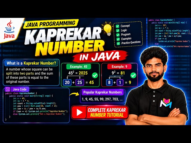 Kaprekar Number In Java Explained Step-by-Step | Master In Looping in Java
