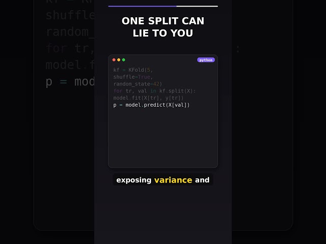 Why a Single Train/Test Split Can Mislead Your Model | K-Fold Explained #machinelearning #python