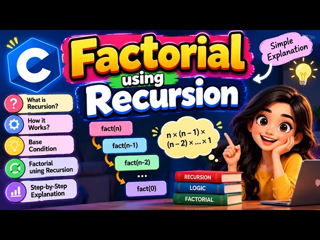 🔥 Factorial Using Recursion in C | Easy Explanation with Program