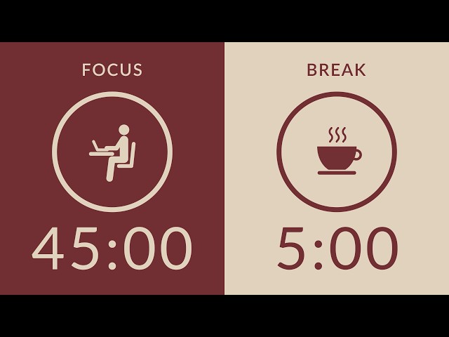 45/5 Pomodoro Timer with Brown Noise 🎧 5-Hour Study with Me for Deep Focus & ADHD ✨
