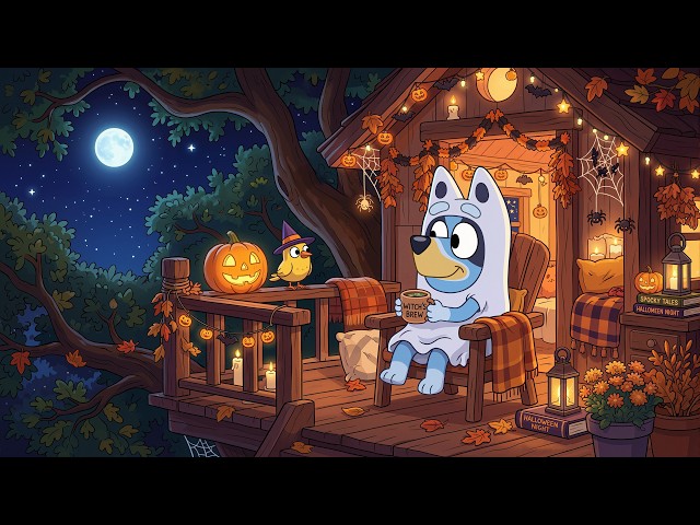Bluey’s Cozy Halloween Night 🎃🌙 | Spooky Fall Ambience, Warm Lantern Lights & Relaxing Lofi Music