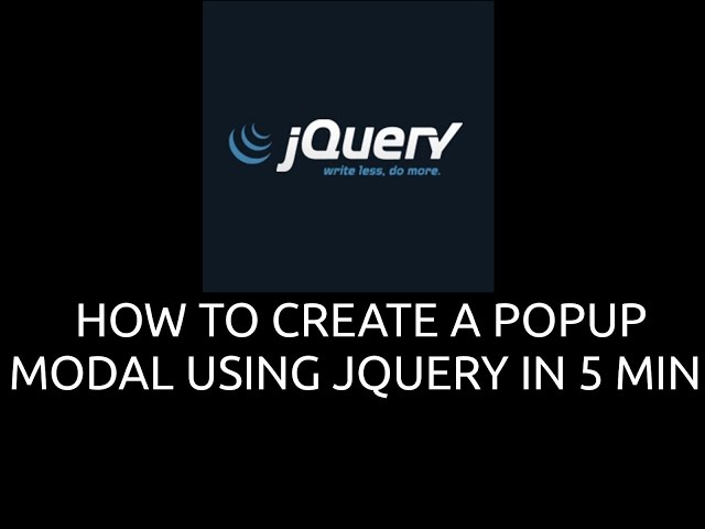 HOW TO CREATE A POPUP MODAL USING JQUERY IN 5 MIN