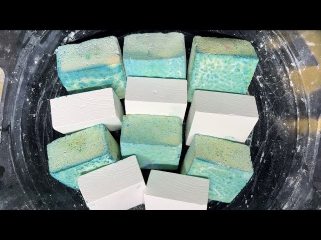 Seafoam Green Blocks + Fresh Chalk • Oddly Satisfying Powdery Crush • Crunchy Gymchalk ASMR