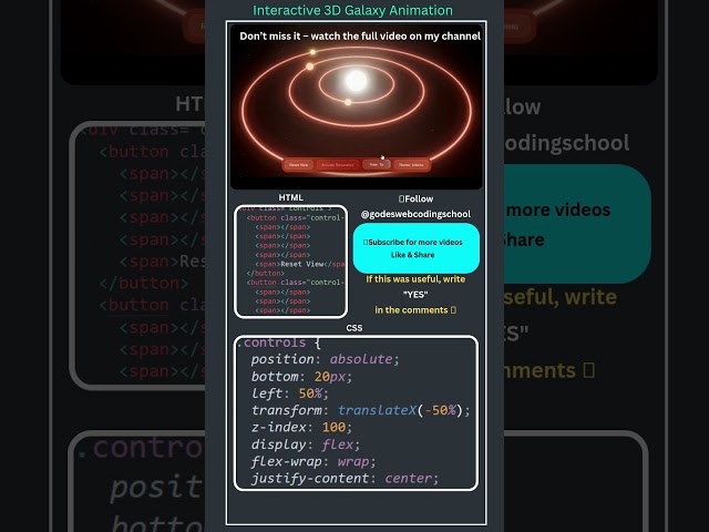 3D Galaxy Animation using HTML & CSS 🌌 | Mind-Blowing Web Design #shorts