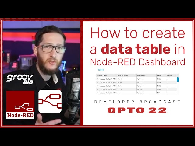 How to create a data table in Node RED Dashboard