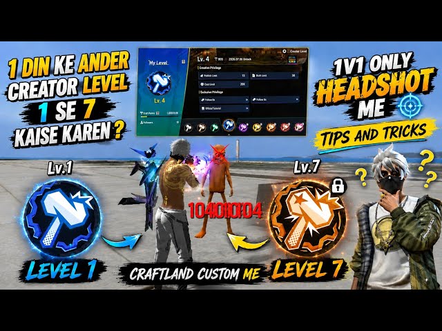 How to Create a 1v1 Only Headshot Craftland Map | Reach Creator Lv.1 to Lv.7 in 1 Day | Tips & Tr...