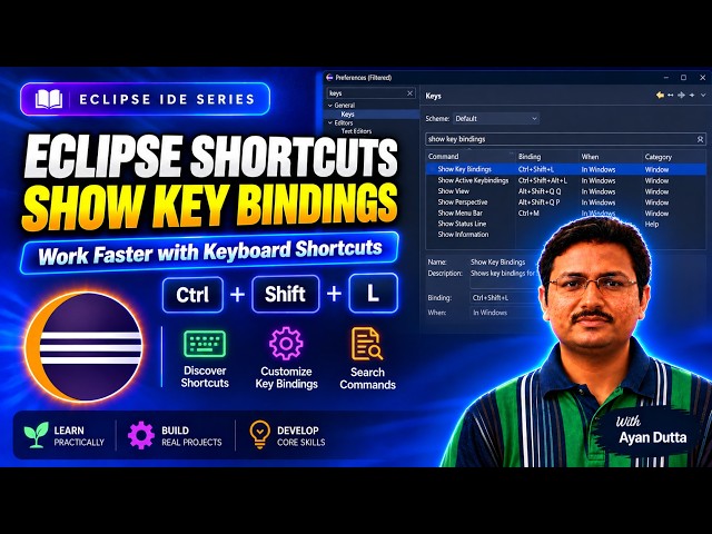 Show Eclipse Keyboard Shortcuts as You Work | Key Bindings Explained