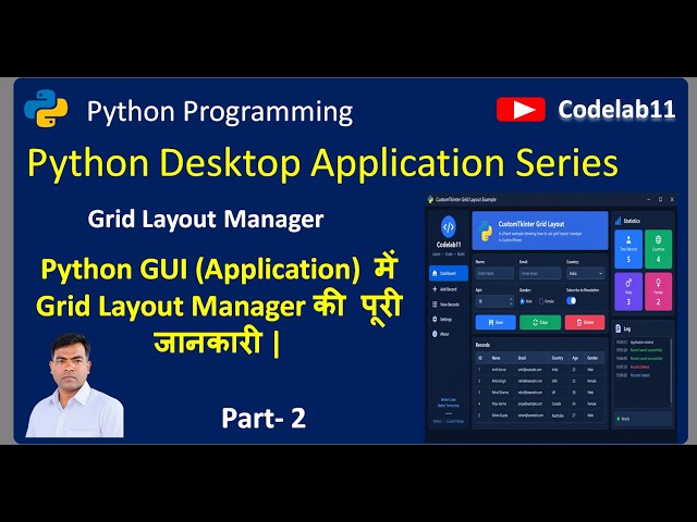 Grid Layout Manager in Python Tkinter / CustomTkinter Part-2  | Grid() Explained with Examples - 2