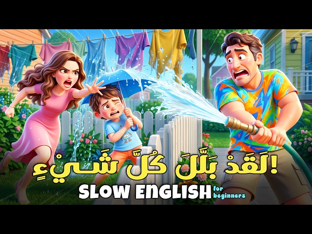 لقد بلّل كل شيء! 😱 | قصة إنجليزية للمبتدئين | Slow English A2