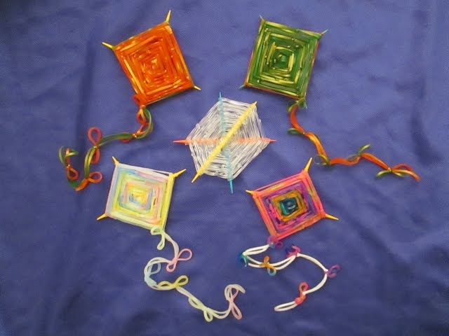 Rainbow Loom God's Eye and Kite Charm. New Tutorial.