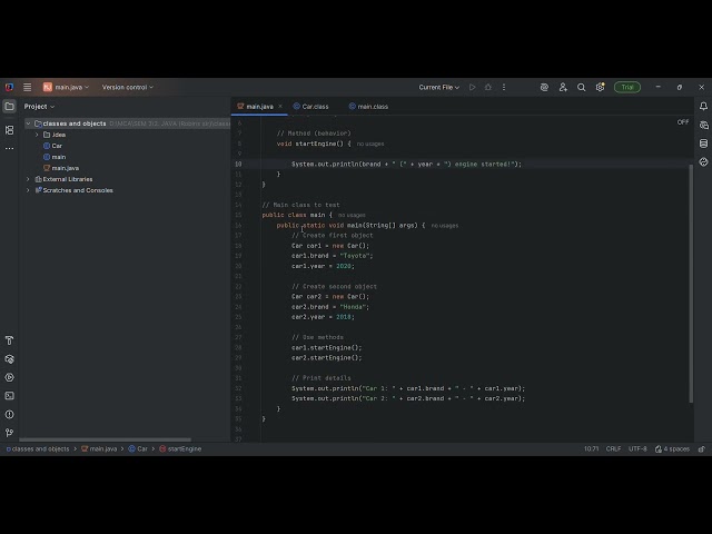 JAVA | Defining Classes for objects