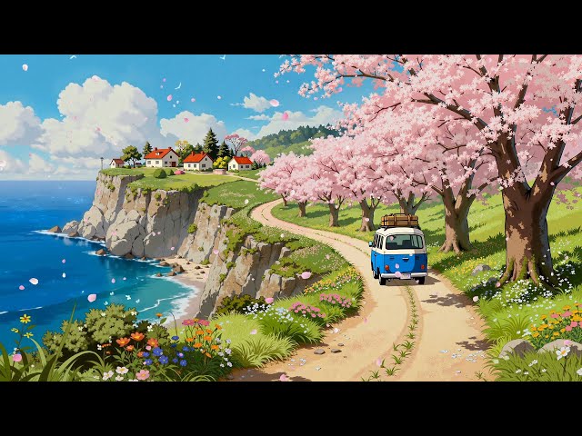 Coastal Drive in Spring 🌸🚐  Morning Lofi Music for Relax & Peaceful Minds