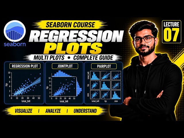 Lecture 7: Seaborn Regression Plots & Multi Plots in Python | Regplot, JointPlot & PairPlot