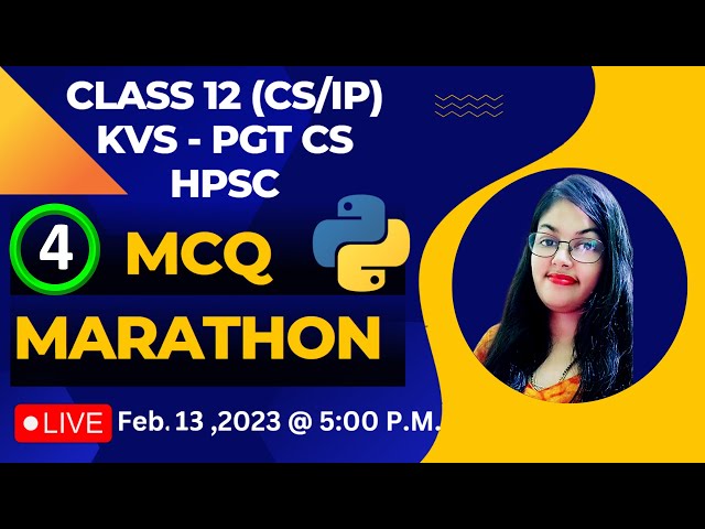 MCQ Marathon - 4 | Python MCQS | CBSE Class 12 CS | KVS PGT Computer Science | HPSC