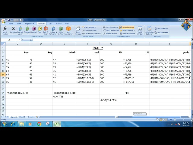 MS Excel Formulas Tab part 2 tutorial | Sujoy Computer
